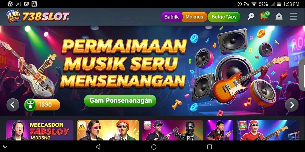 Gameplay menarik 738SLOT dengan irama musik menggugah.