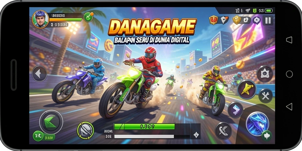 Tampilan gameplay balapan yang mendebarkan di DANAGAME.