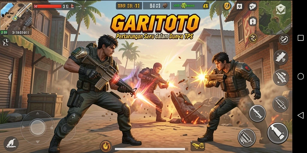 Tampilan seru gameplay GARITOTO dengan aksi tembak-menembak yang intens.