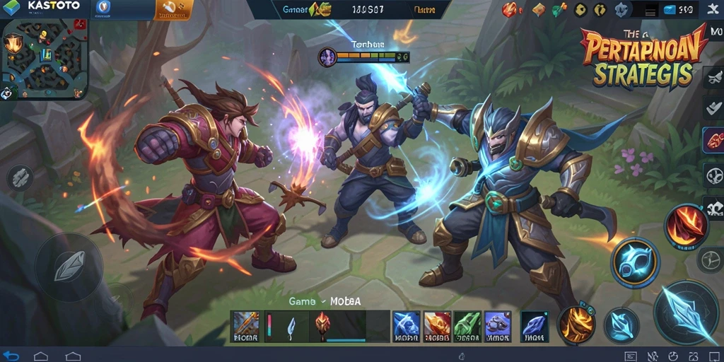 Tangkapan layar gameplay KASTOTO menampilkan pertarungan seru antar tim.