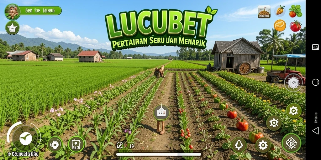 Screenshot gameplay LUCUBET yang menampilkan aktivitas pertanian yang seru.