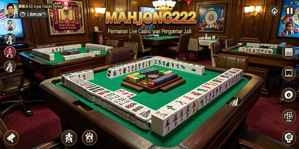 Screenshot gameplay MAHJONG222 menampilkan dealer dan suasana permainan Live Casino.