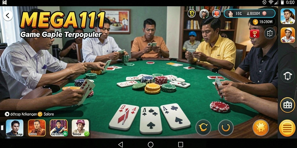 Tampilan gameplay seru dari MEGA111 saat bermain Gaple.
