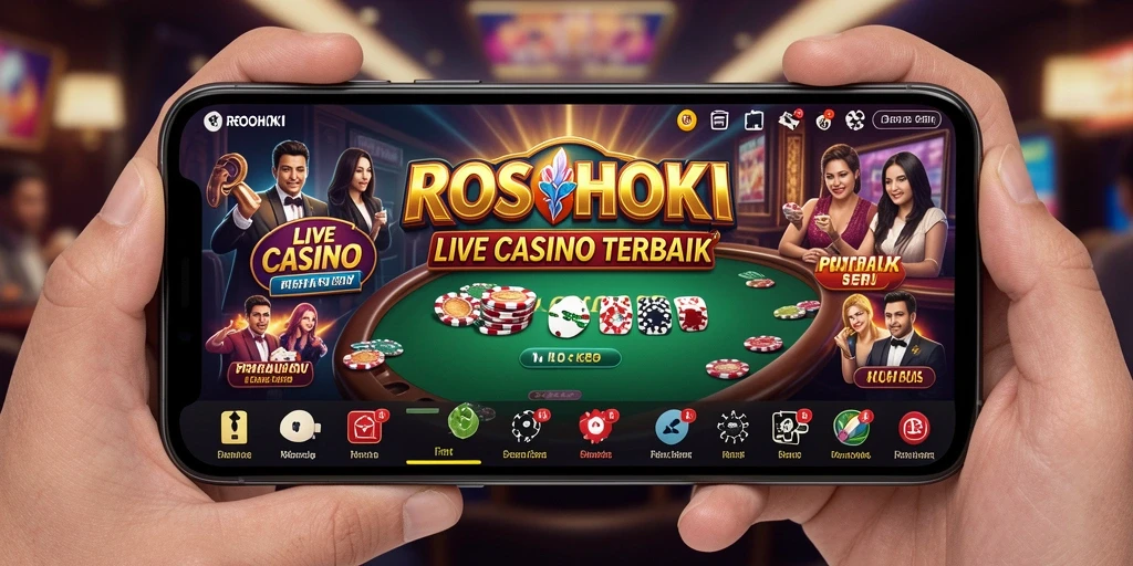 Screenshot permainan ROSOHOKI yang menunjukkan dealer langsung dalam aksi.